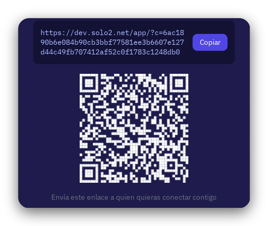 Enlace y código QR para conectar con alguien