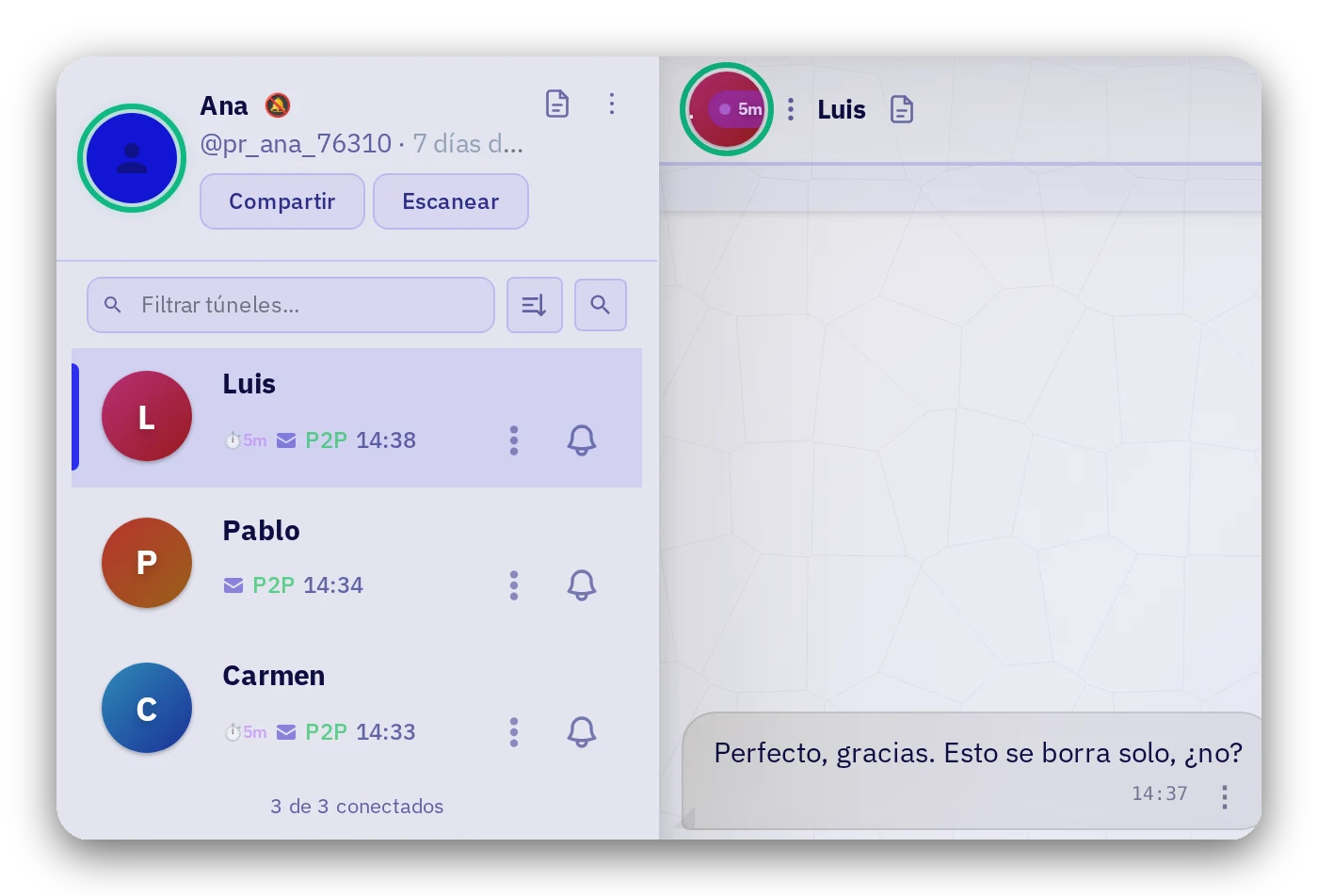La app con el tema Claro