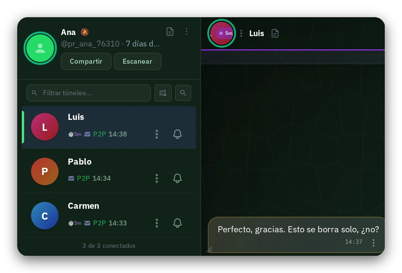 La app con el tema Verde