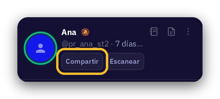 El botó Compartir, a dalt a l'esquerra