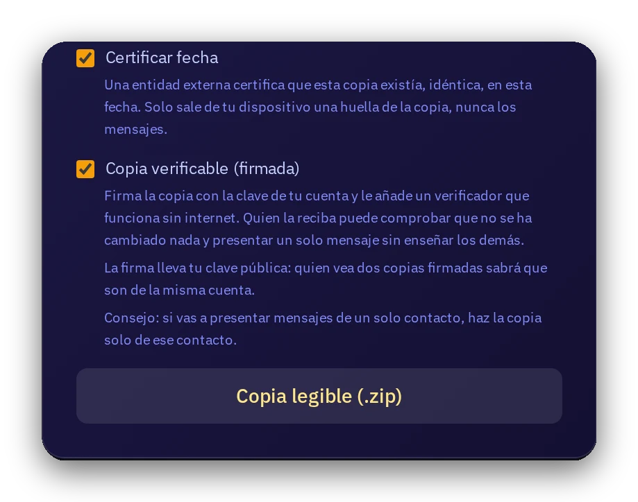 Copia firmada verificable