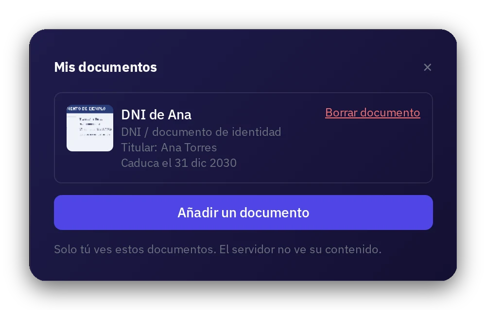 Mis documentos con un documento guardado